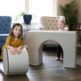 Lifestyle photo of two girls playing with a Gull Gray Foamnasium Arch.