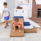 Two kids playing on Foamnasium Corner Climber