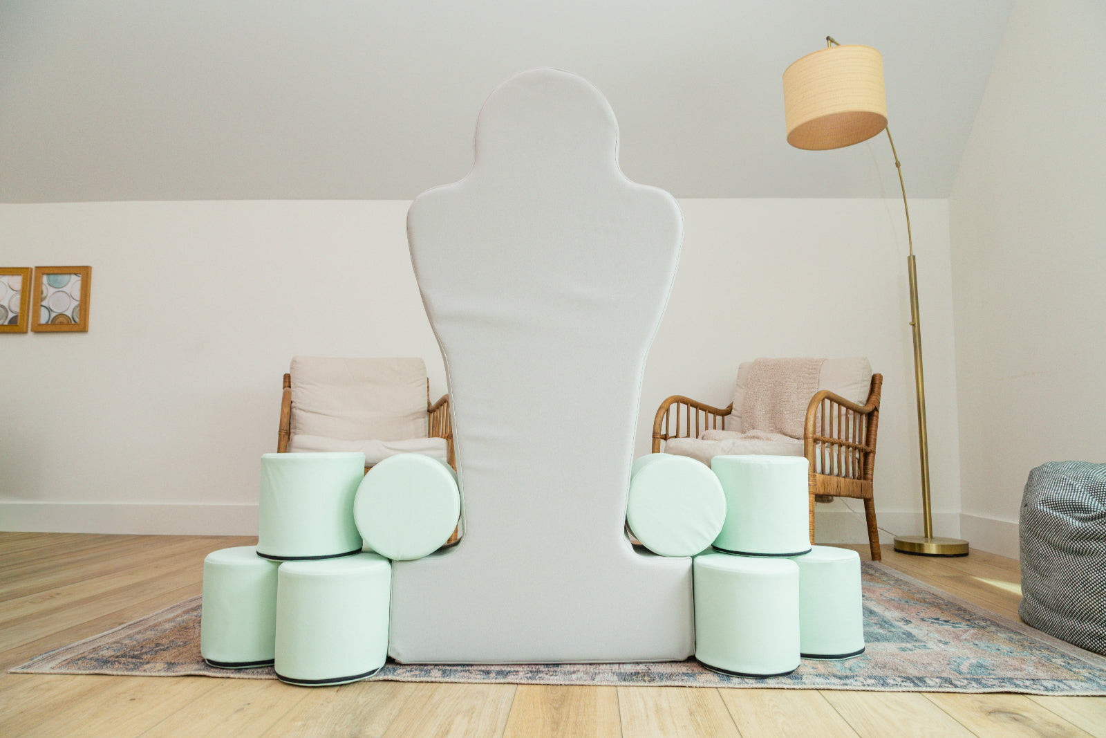Foamnasium Foamman paired with Cylinders in family room