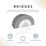 Diagram of Foamnasium Bridges with Product Dimensions