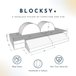 Diagram of Blocksy + with Product Dimensions