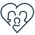 A drawing of a heart with outlines of faces inside