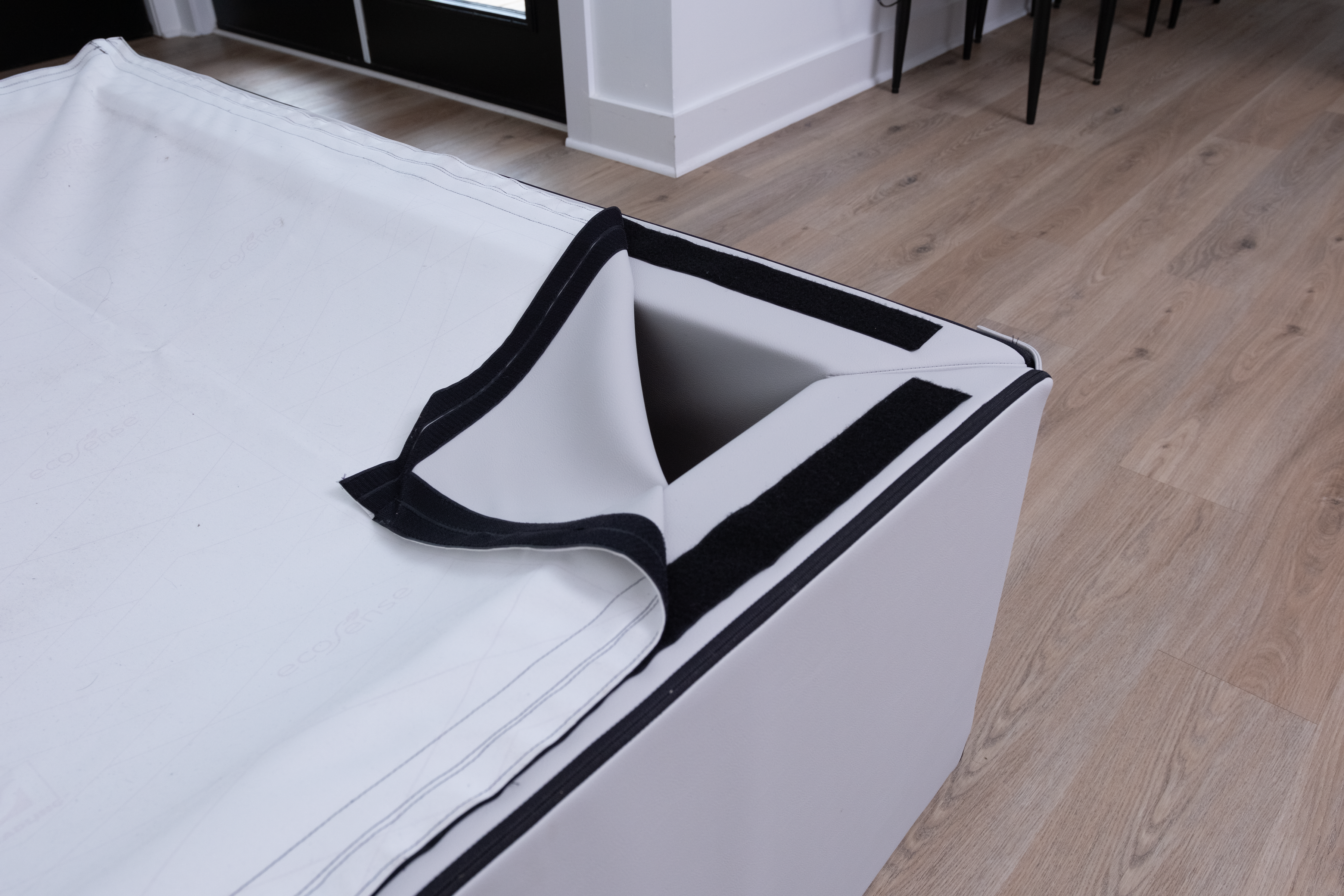 photo showing the bottom of a foam pit partially unassembled 