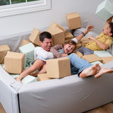 Dad playing with kids in Foamnasium foam pit 