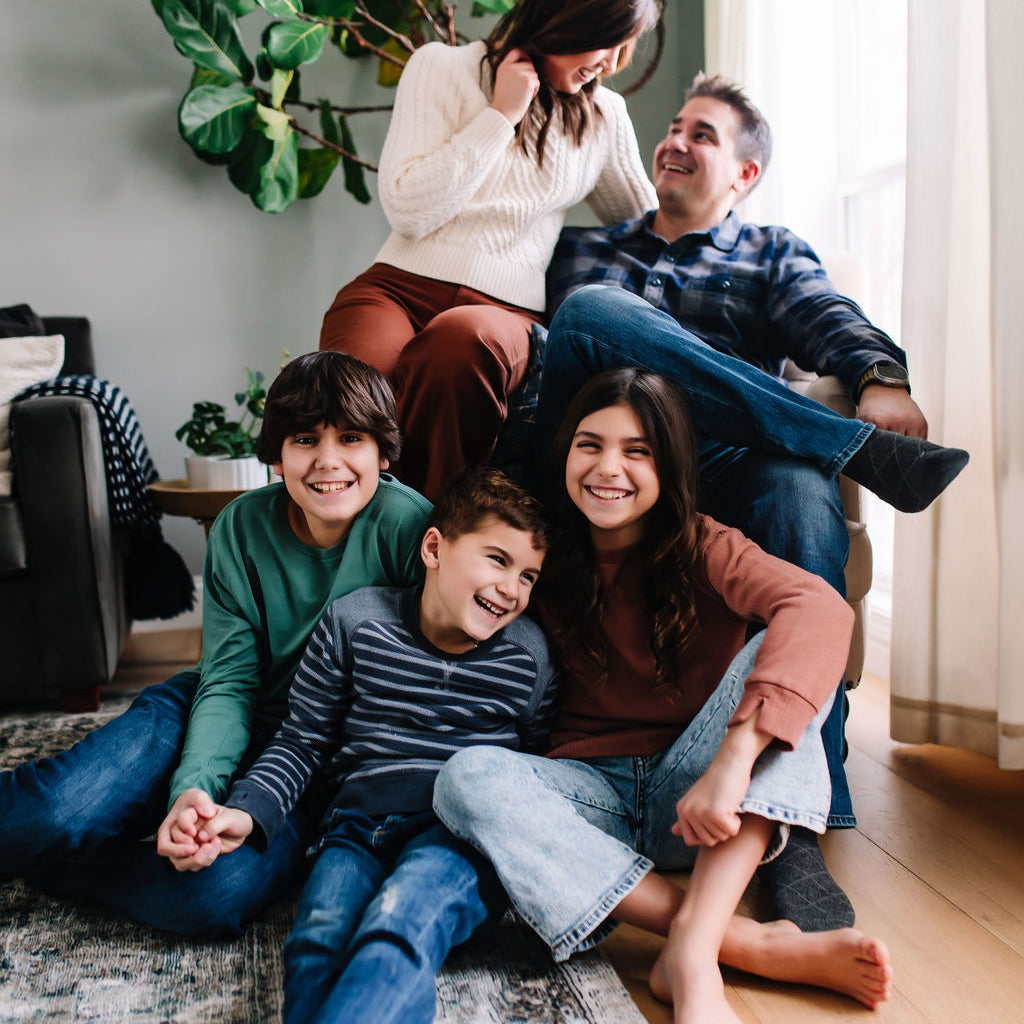 Family photo smiling faces