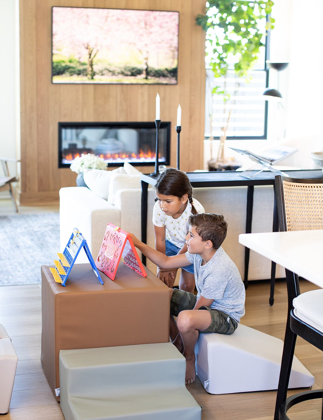 photo of two kids playing a game on foamnasium gymnasium